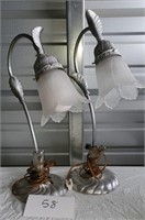 Set of Silver Flower Lamps