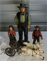 Lot of Cast Amish Figures + Cast Horse and Axel