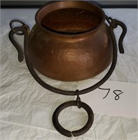 Vintage Handmade Hanging Copper Pot