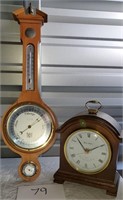 VIntage Elgin Barometer/Thermometer, Wooden Clock