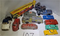 Lot of Vintage Metal Cars, Truck and Trailer
