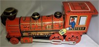 Vintage Metal Toy Train Engine with Conductor