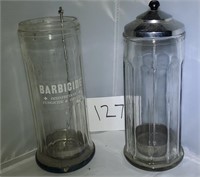 Lot of 2 Glass Barbicide Disinfectant Jars