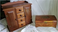 Lot of 2 Wooden Jewelry Boxes, Jewelry