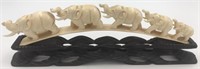 Large ivory carving of 5 elephants, comes with ele