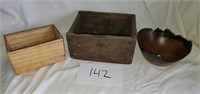 Two Small Wooden Boxes + Tulip Poplar Bowl