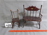 Early Doll Settee and Rocker