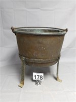 Copper Dovetailed Apple Butter Kettle In Stand