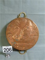 Early Copper Pan w/ Swan Motife on Bottom