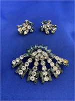 Rhinestone Brooch & Earrings