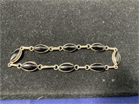 Sterling Silver Bracelet w Black Cabochons