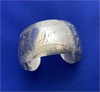 Sterling Silver Chased Open Cuff Bangle