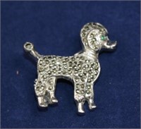 Vinage Poodle Brooch with Marquisites