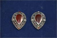 Marquisite & Cabochon Earrings