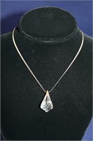Sterling Chain with Faceted Glass Pendant