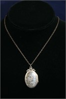 C1920 Sterling Floral Locket & Chain