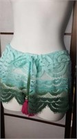 PILYQ blue/green crochet bottom cover up M/L