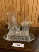 Small crystal pitcher butter dish and more