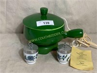 Vintage Apco fondue pot & Royal Copenhagen pieces