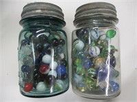 Lot (2) Jars of Vintage Marbles