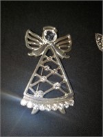 2 SILVERTONE ANGELS - ONE PIN, ONE PENDANT