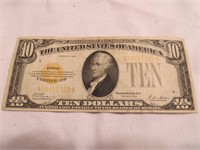 1928 $10 dollar bill gold certificate