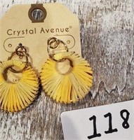 Crystal Avenue Yellow Tone Earrings