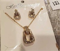 Goldtone/Rhinestone Necklace and Earrings Set