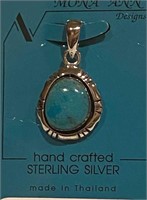 SS Western Pendant with Genuine Turquoise