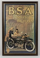 B.S.A: A print depicting a B.S.A Motor Bicycle