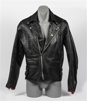 MOTORCYCLE LEATHERS: A heavy black motor cycle lea