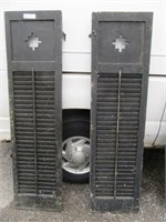 PAIR OF ANTIQUE SHUTTERS, UNUSUAL CUT OUT
