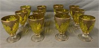 Set of Yellow w/ Gold Embellished Drinking Glasses