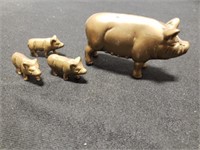 (4) BRASS PIGS Sow with 3 Little Piggies