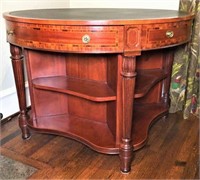 Henredon Inlayed Leather Top Round Table