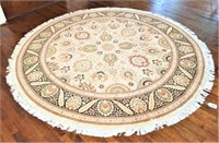 Fringed Wool Round Area Rug