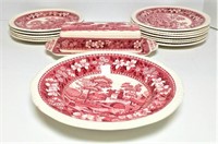 Spode "Pink Tower" Bowl, Butter Dish