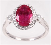 PLATINUM LADIES 1.7CT RUBY DIAMOND RING