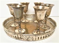 Silver Plated Sherry Glasses with Tray