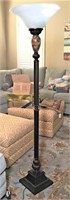 Glass and Metal Torchiere Floor Lamp