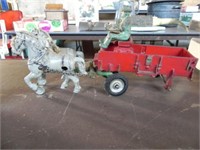 Vintage Cast Horses w/Wagon & Driver