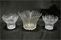 (3) FINLAND CRYSTAL Parsley Glass Bowls