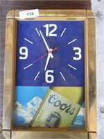 Vintage Coors Beer Clock - approx 12" x 17"