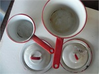 Vintage Red Trim enamelware