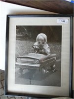 Vintage Black & White Child-Pedal Car Print