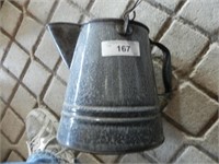 Vintage Grey Granite Coffee Pot - No Lid