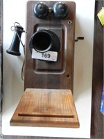 Vintage Oak Wall Telephone w/components