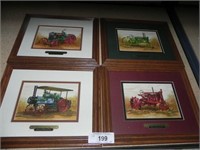 Framed Tractor Pictures, 4ea (approx 9.5 "x 11.5")