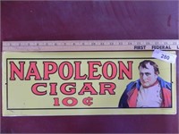 Vintage 1974 Napoleon Cigar 10c Embossed Sign