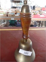 Vintage Brass School Bell w/Wood Handle, 12"